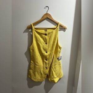 Free People Yellow Sleeveless Button-Down Blouse